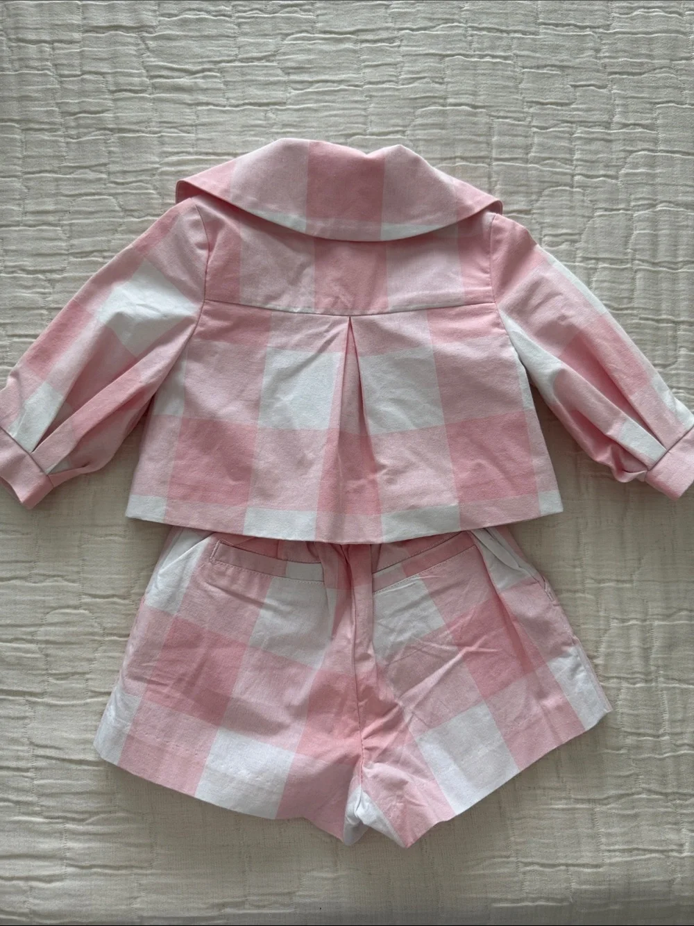 Janie & Jack NWT 2 Pc Gingham Jacket & Shorts - Pink/White, Size  12-18 months